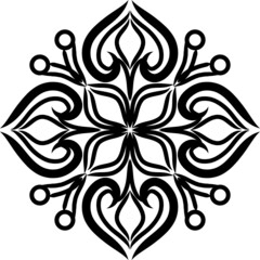 simple mandala icon.vector flowers in black color.