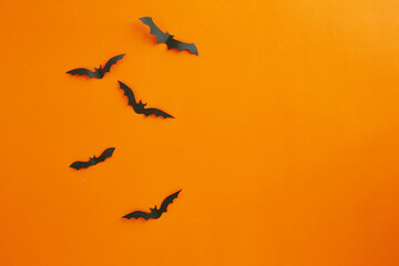 Halloween and decoration concept paper bats flying