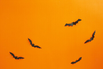 Halloween and decoration concept paper bats flying