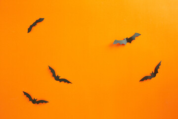 Halloween and decoration concept paper bats flying