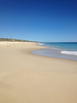 Empty Sand Beach And Blue Sky In Perth Australia