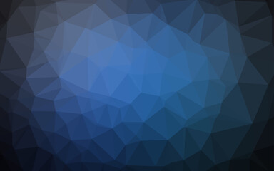 Dark BLUE vector shining triangular background.