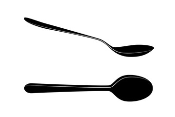 Fork Knife and Spoon - White symbols of cutlery on dark brown background
