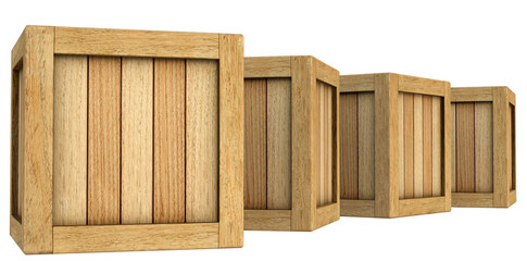 3d image of a group of wooden boxes