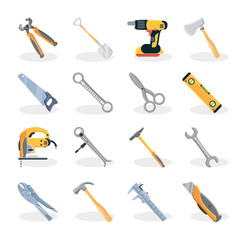 set of icons with construction tools