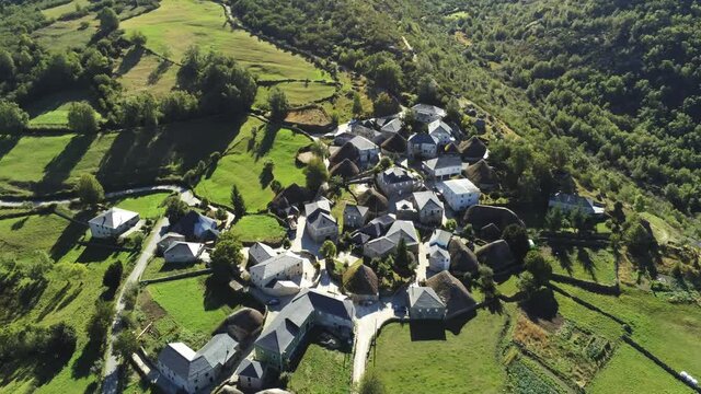 Piornedo, beautiful village of Lugo. Galicia,Spain. Aerial Drone Footage