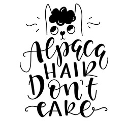 Alpaca hair don't care - black text isolated on white background - vector illustration.