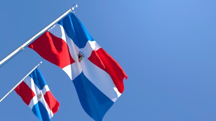 3D rendering of the national flag of Dominican Republic waving in the wind
