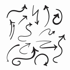 sketch arrow set, isolated vector pointers, illustration