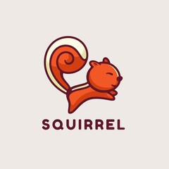 Vector Logo Illustration Squirrel Simple Mascot Style.