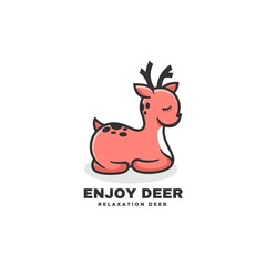 Obraz na płótnie Canvas Vector Logo Illustration Enjoy Deer Simple Mascot Style.
