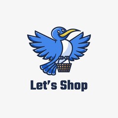 Vector Logo Illustration Let's Shop Simple Mascot Style.