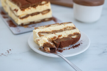 frozen tiramisu ice cream parfait on a table