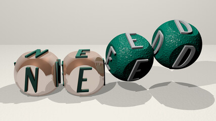 need dancing cubic letters. 3D illustration. concept and background