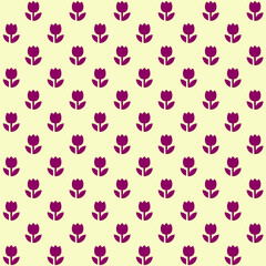 Red tulip flower with yellow background repeat pattern
