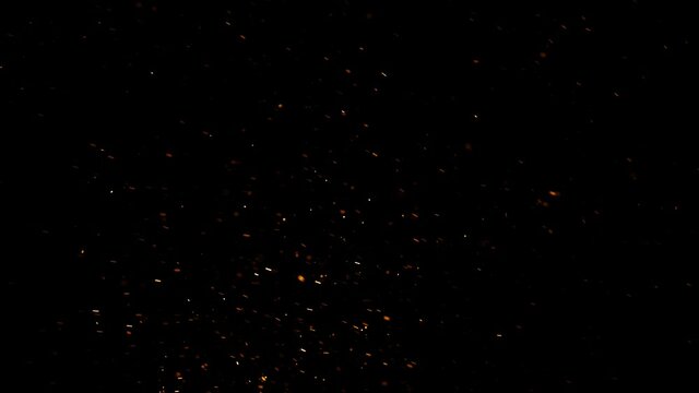 4K Sparks hits on Black Background, Sparks Over Black (ULTRA HD, UHD, 4K). Spark Wall created by Gun Powder Sparks Falling. Slow Motion.
