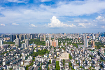 aerial view of hangzhou city skyline in a sunny day