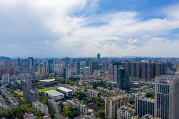 Fototapeta na wymiar aerial view of hangzhou city skyline in a sunny day