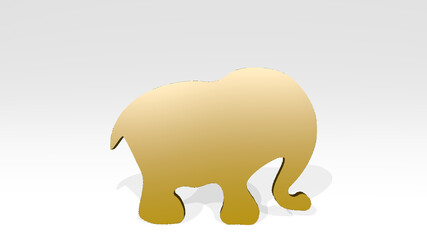 BABY ELEPHANT 3D drawing icon on white floor. 3D illustration. cute and child