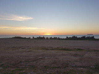 Sunset at a beautiful beach in Montevideo, Uruguay.
