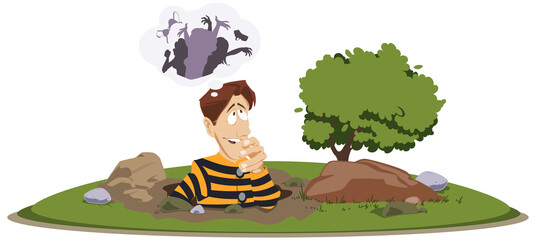 A criminal escaped from prison dreams of girls.