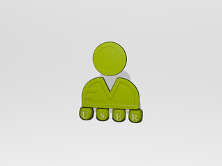 USER 3D icon over cubic letters. 3D illustration. interface and design