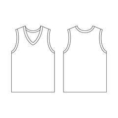 Template jersey basketball v-neck vector illustration flat design outline template clothing collection