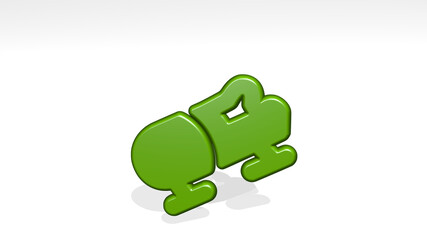 SKIING BOBSLED 3D icon casting shadow. 3D illustration. winter and mountain