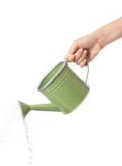 Hand with watering can on white background © Pixel-Shot