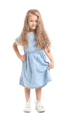 Cute little girl on white background