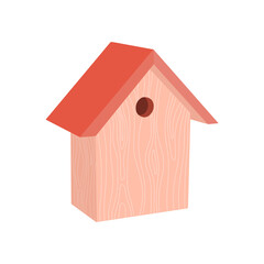 Hand drawn vector nesting-box. Wooden birdhouse isolated on white background. 