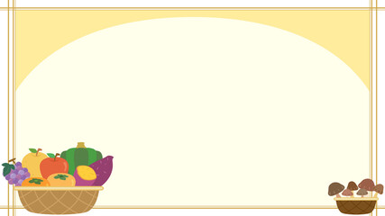 野菜や果物がおいしい秋の味覚イラストフレーム　枠　ベクター