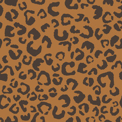 Leopard print, seamless pattern. Skin of cheetah, leopard. Fashionable fabric, elegant animal background. Animal spots. Vector texture