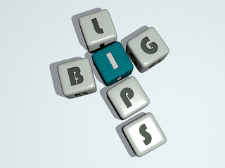 big lips crossword by cubic dice letters. 3D illustration. background and beautiful