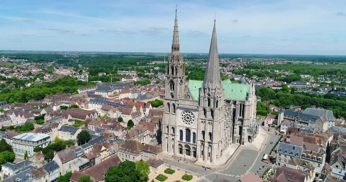 Aerial view of Cathedral of our lady of chartres