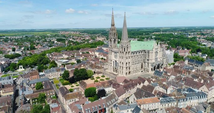 Aerial view of Cathedral of our lady of chartres