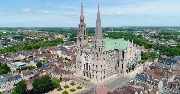 Aerial view of Cathedral of our lady of chartres