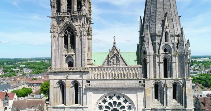 Aerial view of Cathedral of our lady of chartres