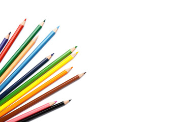 Set of colorful pencils on white background