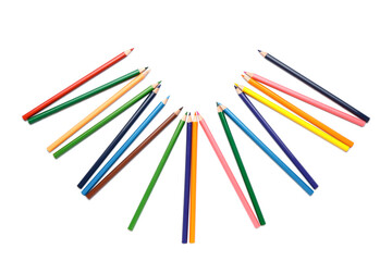 Set of colorful pencils on white background