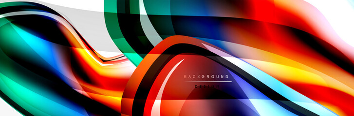 Vector abstract background, flowing liquid style bubble with metallic, color quicksilver chrome texture and color glow effects