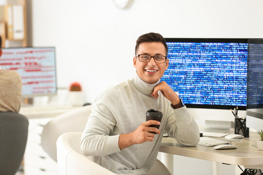 Portrait of male programmer in office