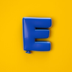 3d illustration balloon font E. Happy part font. Yellow background