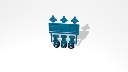 Obraz premium bar 3D icon over cubic letters. 3D illustration. background and alcohol