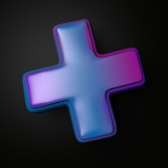 Fototapeta premium Blue and purple Plus sign. 3d illustration
