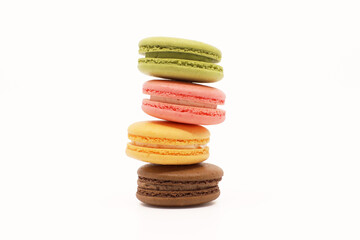 colorful macaroons isolated on white