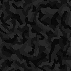 Fashionable geometric camouflage pattern. Stylish military print for fabric seamless background, camo black texture. Vector textile graphics