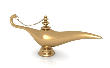 3D Aladdin lamp isolated on white background