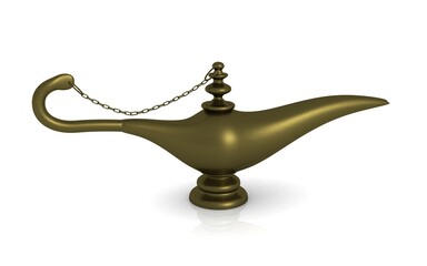 3D Aladdin lamp isolated on white background