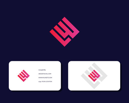 Letter L W logo design with business card vector template.. creative minimal monochrome monogram symbol. Premium business logotype. Graphic alphabet symbol for corporate identity